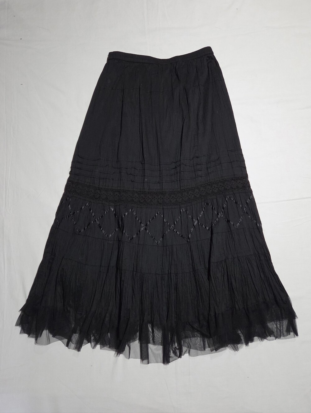 Chicos 2 Whimsigoth Black Cotton Maxi Skirt Large - Picture 3 of 6